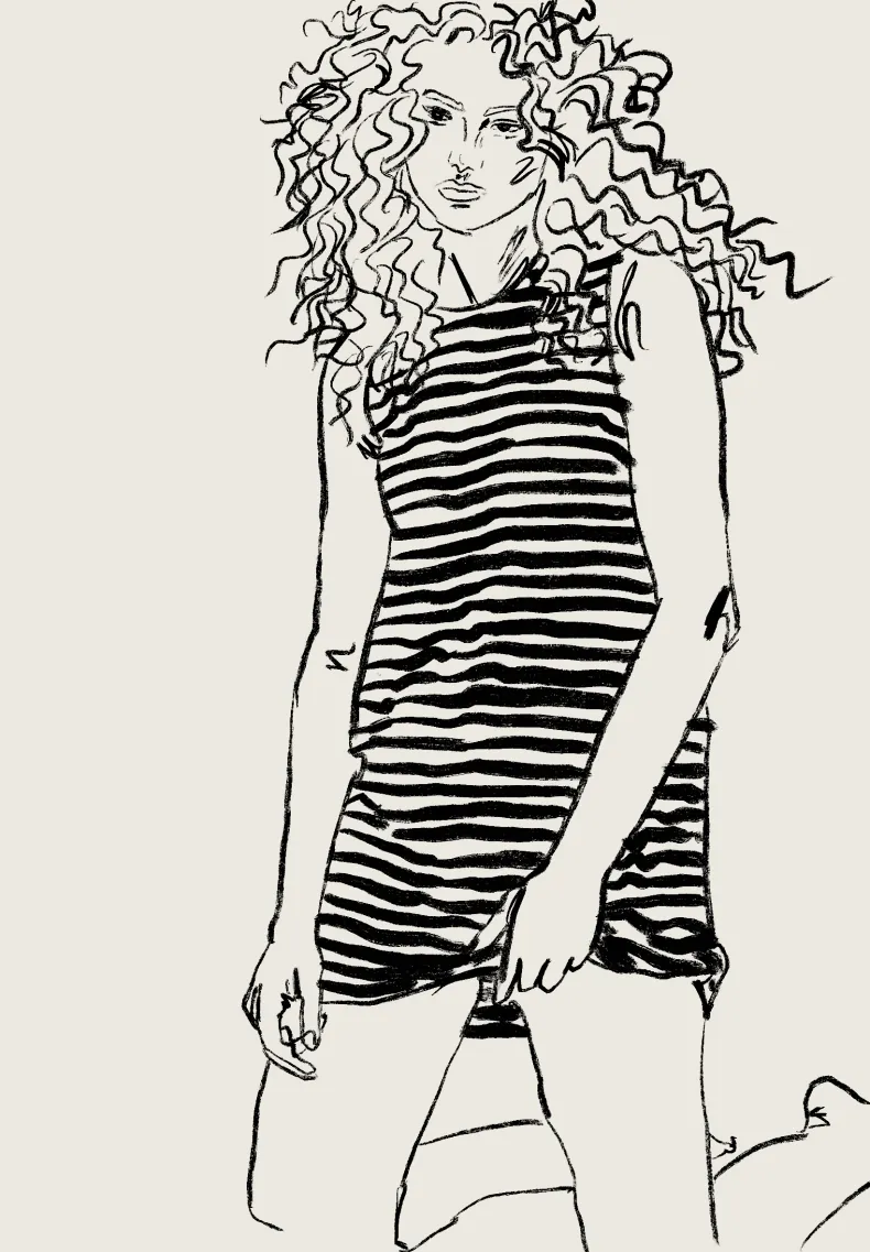 Illustration — striped dress