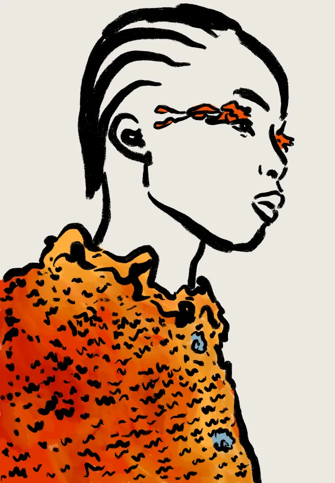 Illustration — patterned blouse
