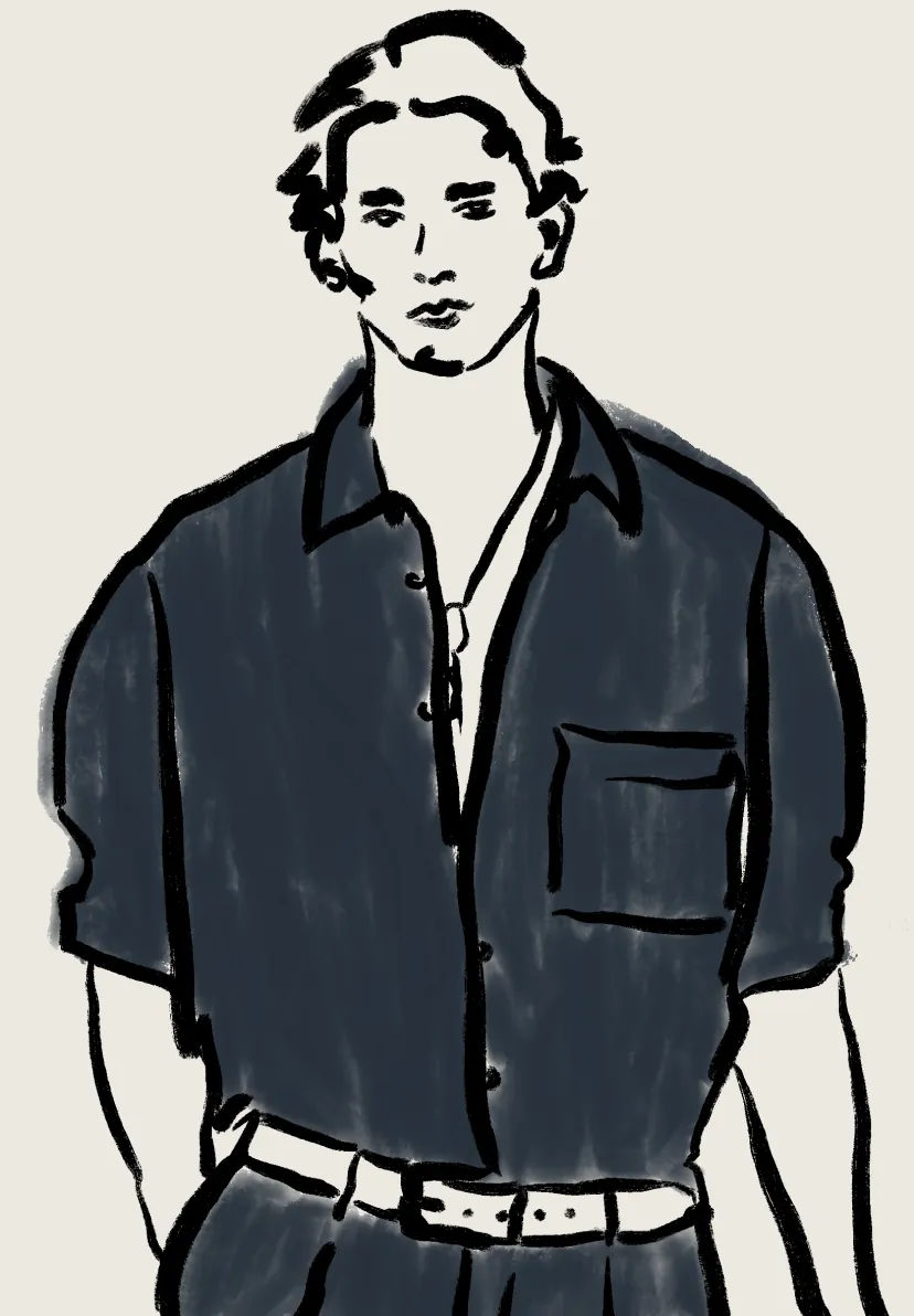 Illustration — portrait in a dark shirt