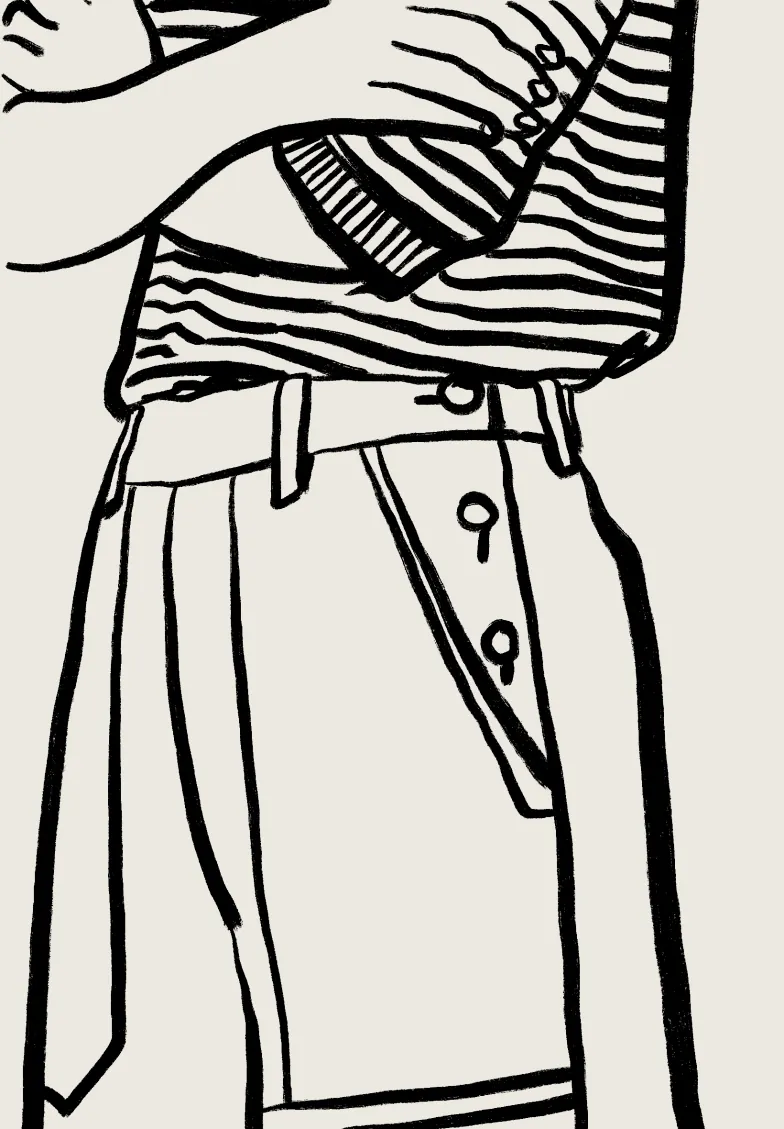 Illustration — tucked shirt and skirt